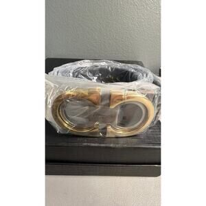 Salvatore Ferragamo Men’s Leather Belt Gancini Two Tone Buckle